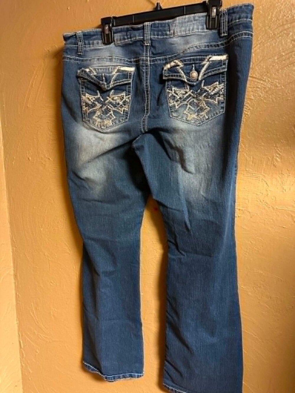 Rockin Denim Jeans Rhinestone Embellished Size 18 Blue Jeans 38x31 #186